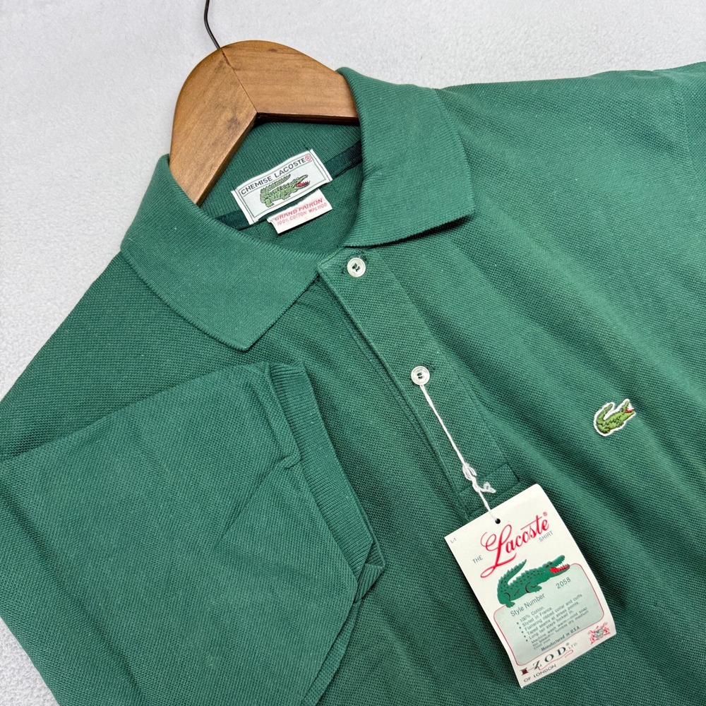 Vintage Lacoste Polo Mens XL Green Knit Chemise Grand Patron Deadstock NEW 70s